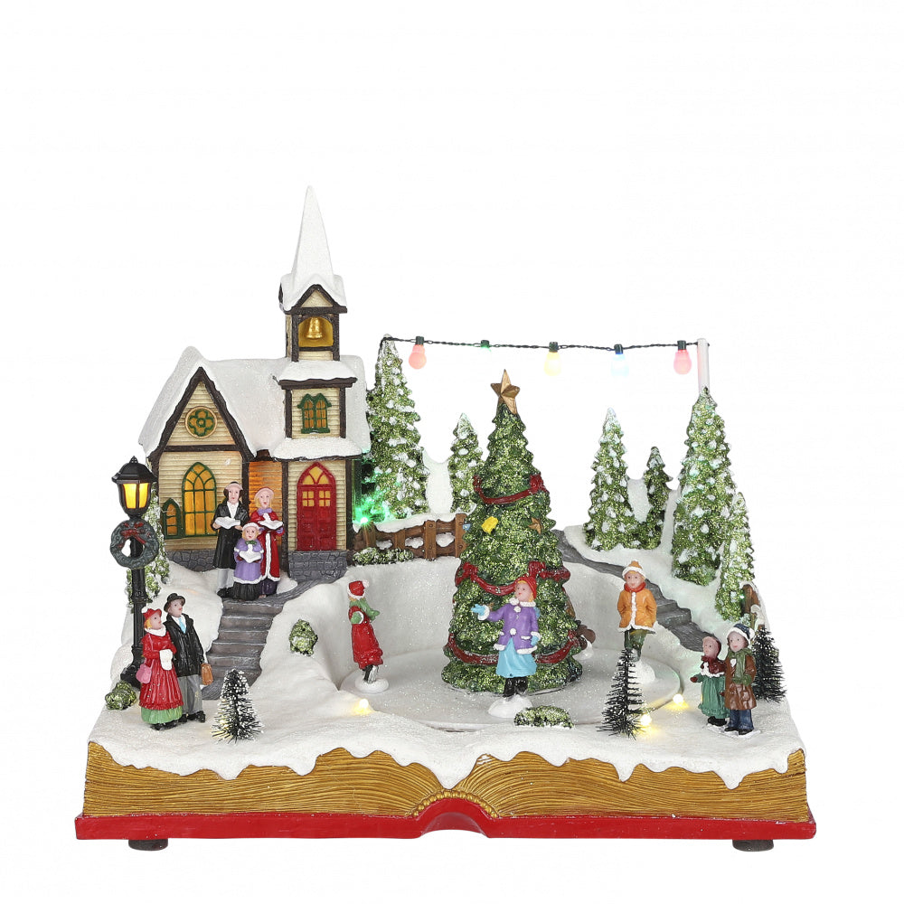 Landsbyscenario kirke og figurer - juleby Luville