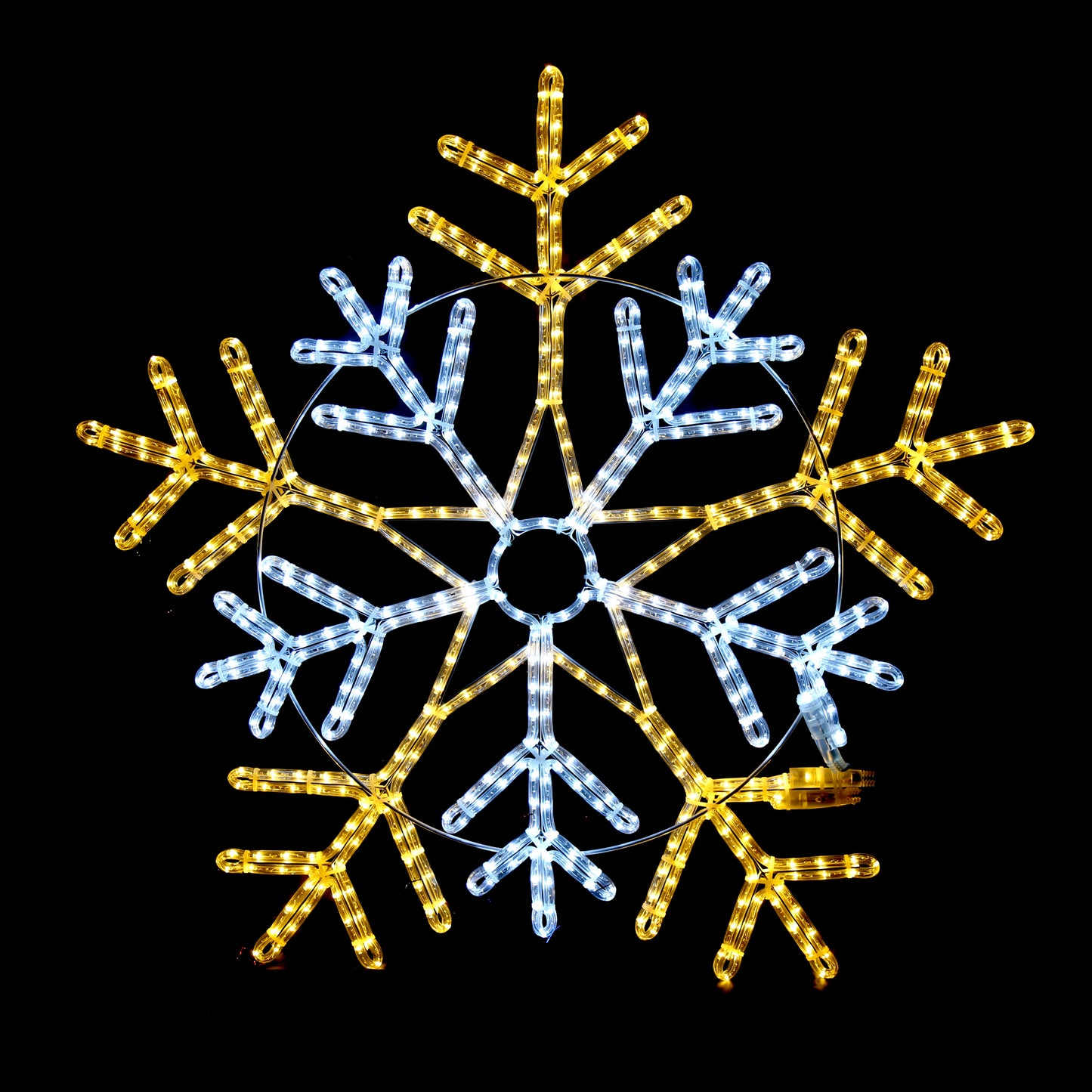 Snøfnugg 90x90cm. Varmhvit og kaldhvit