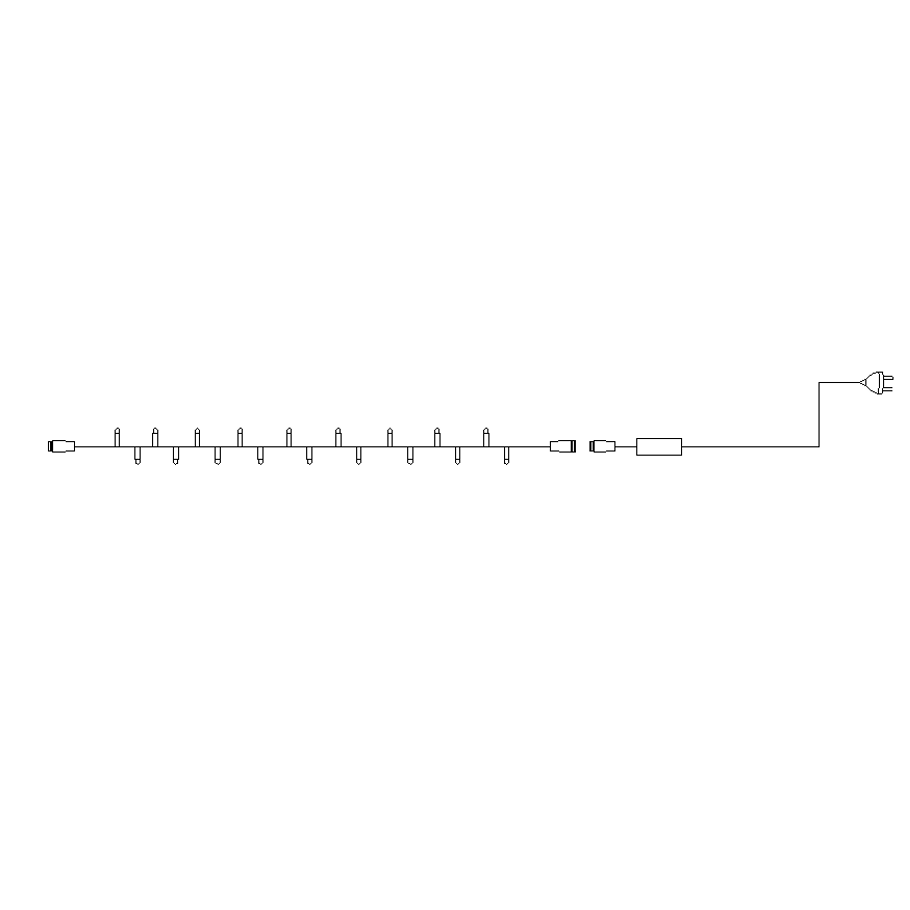 2 meter 20 LED - Lysslynge m/gummikabel - Varmhvit