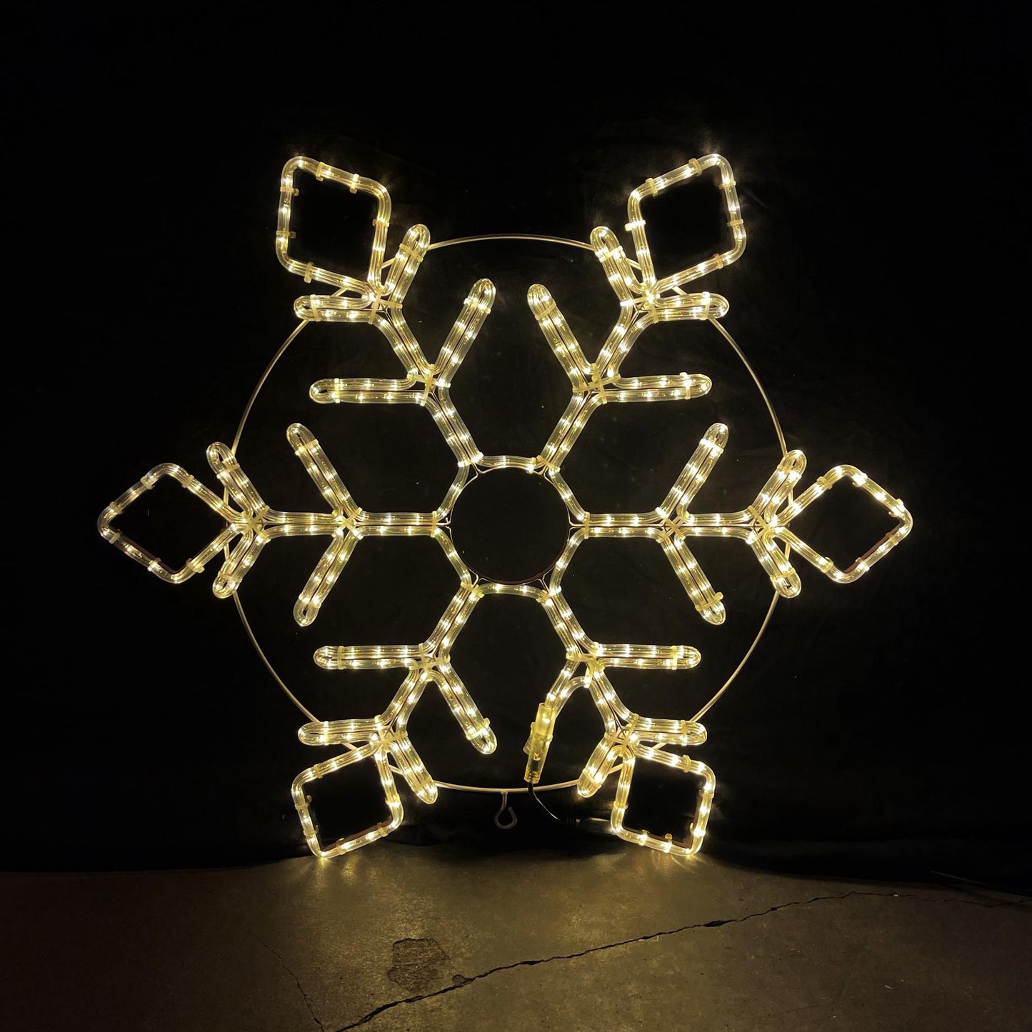 Snøfnugg 80x80 cm - statisk lys - varmhvit kompleks design
