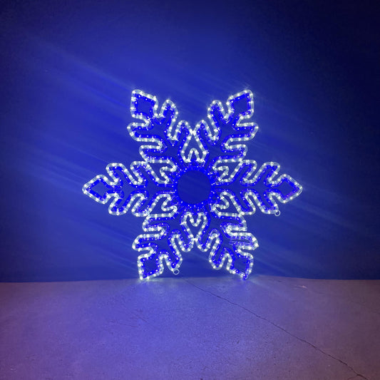 Snøfnugg 80x80 cm - statisk lys - blå og kaldhvit