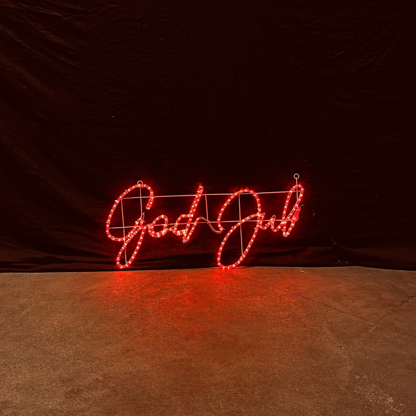 God Jul - Rødt LED-skilt - 100x48cm