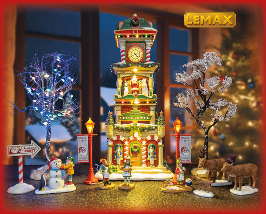 Juleby fra Lemax. Klokketårn med tilbehør
