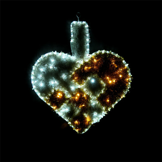 Julekurv hjerteformet 55x65 cm - hvit og gull