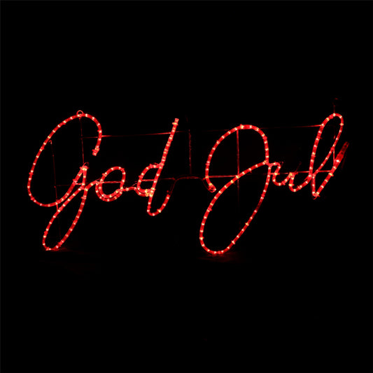 God Jul - Rødt LED-skilt - 115x56cm med 5% autoflash