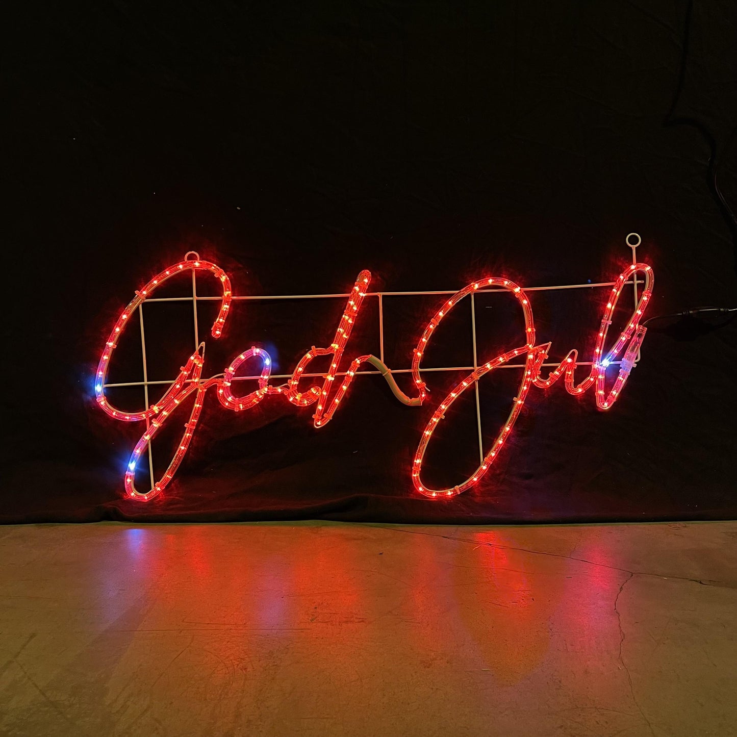 God Jul - Rødt LED-skilt - 97x47cm 5% autoflash med hvite blink