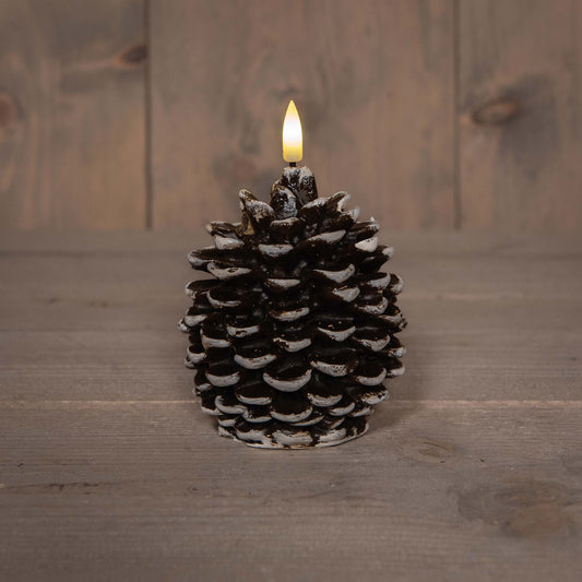 LED lys brun kongle på batteri. Julepynt