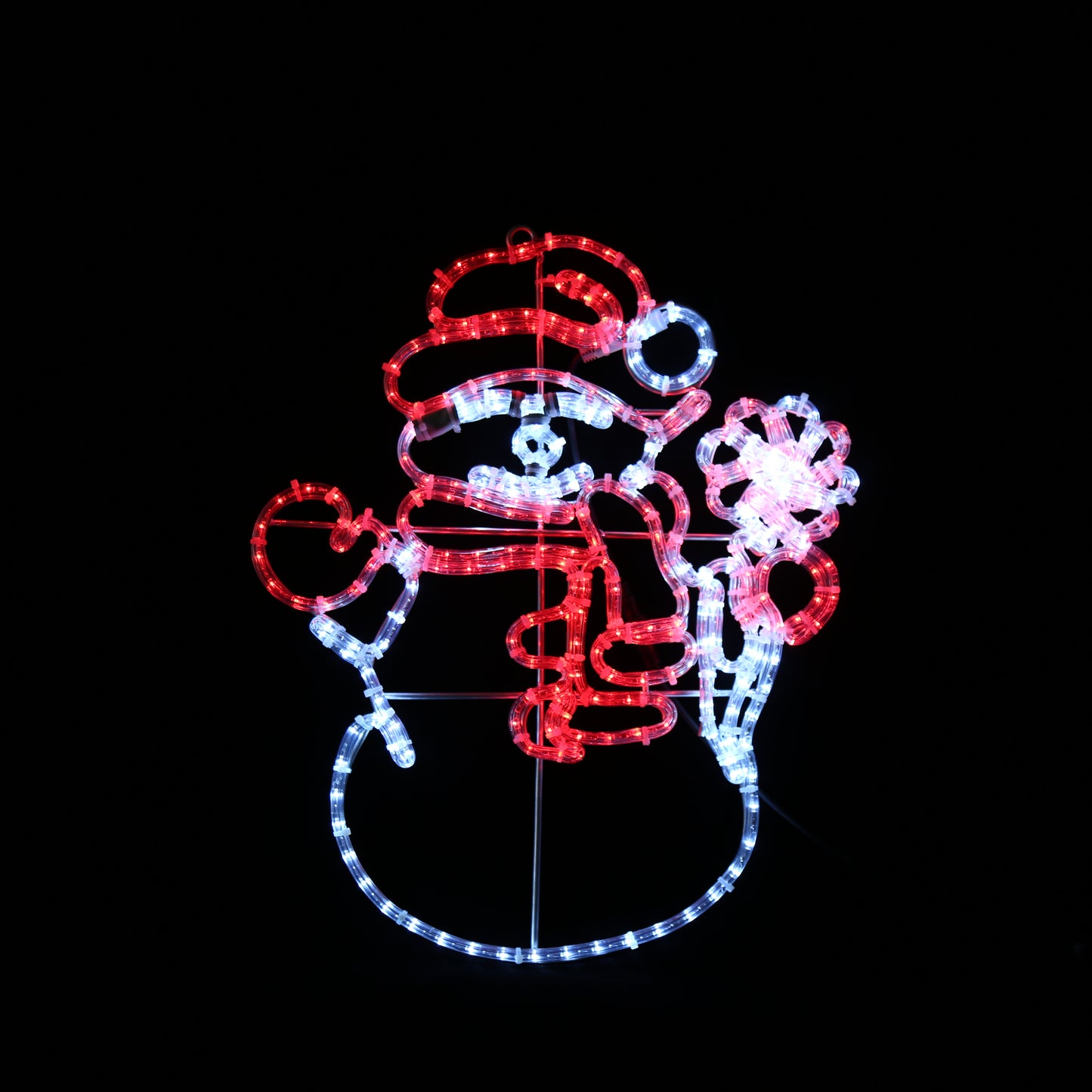 Snømann med rød hatt - LED figur - 55 × 66 cm