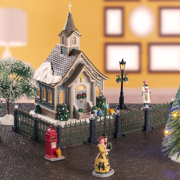 SMALL TOWN CHURCH SET, INCL. ADAPTOR 74254, 550 mA (WHITE)