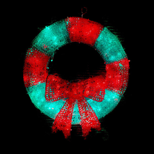 Krans med rød sløyfe og rødt bånd - D:45