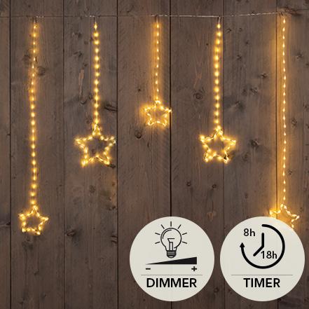 Lyslenke LED med hengende stjerner - 90 cm