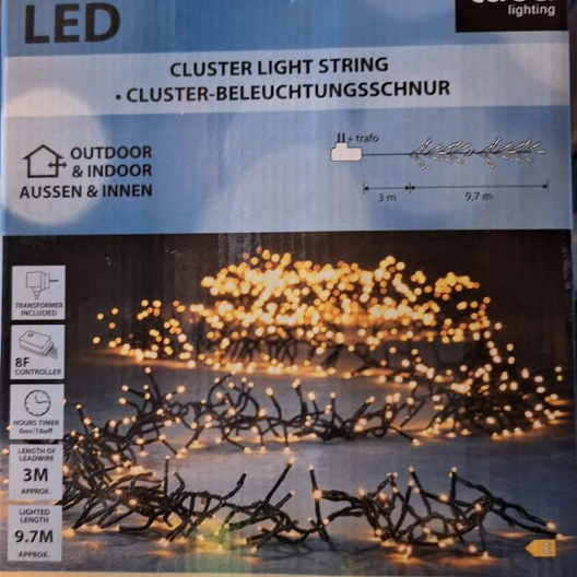 Cluster lysslynge m/lysskifter- varmhvit