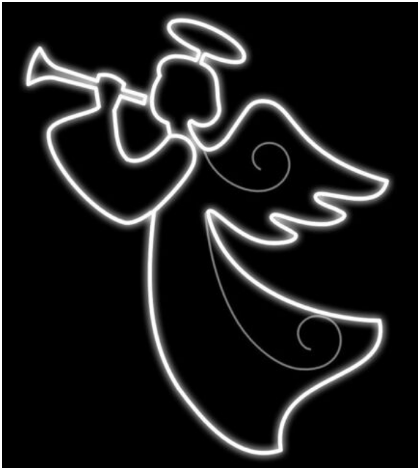 Engel med trompet - 55x66 cm - utendørs julelys LED