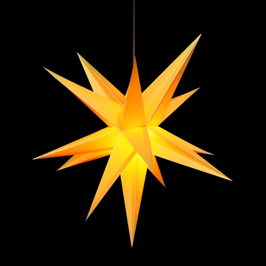 Gul stjerne med mange kanter - 3D - 45cm