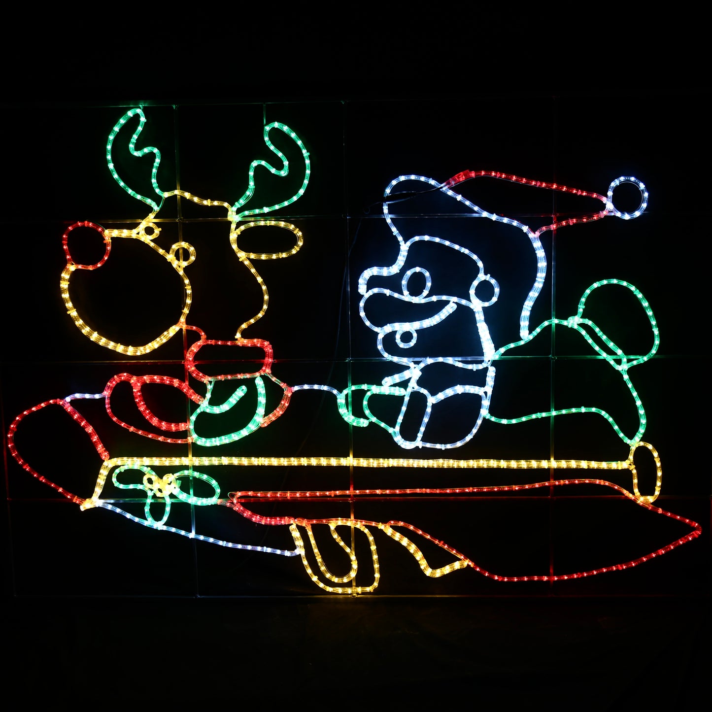 Julenissen i romskip med Rudolf - 200x140 - aluminiumsramme