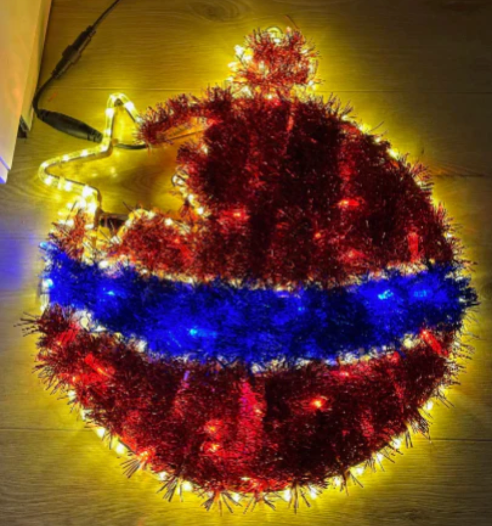 Julekule 60x55m - rød og varmhvit