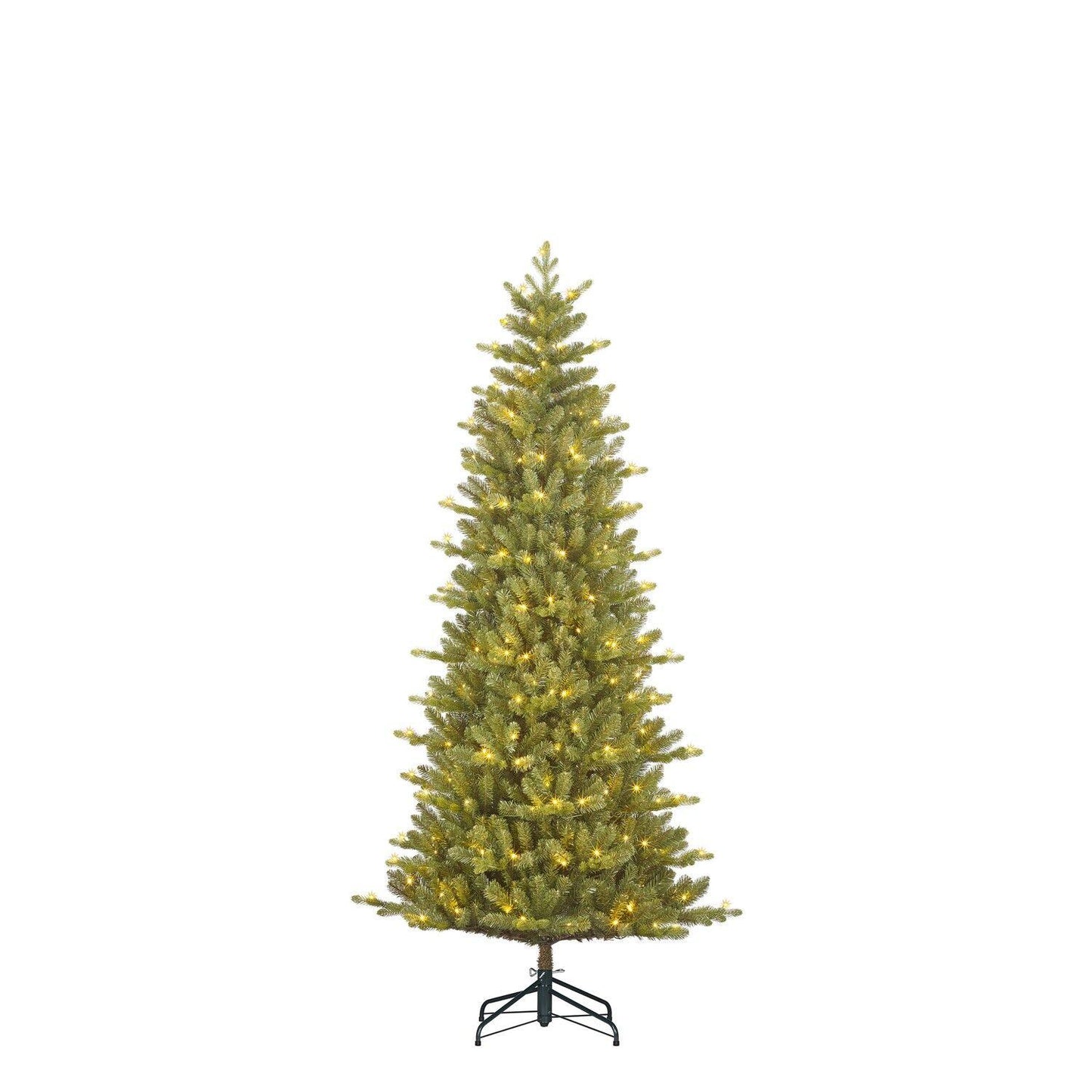Smalt kunstig juletre med timer og dimmer - 185x86 cm