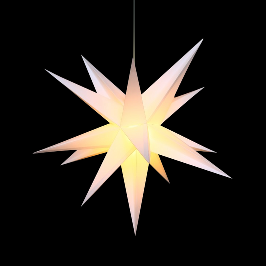 Hvit mangekantet stjerne - 3D - 45cm