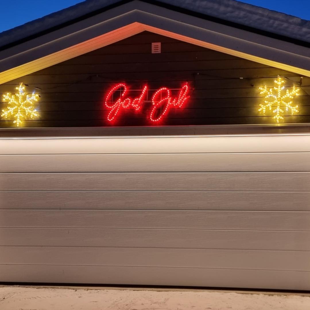 God Jul - Rødt LED-skilt - 100x48cm