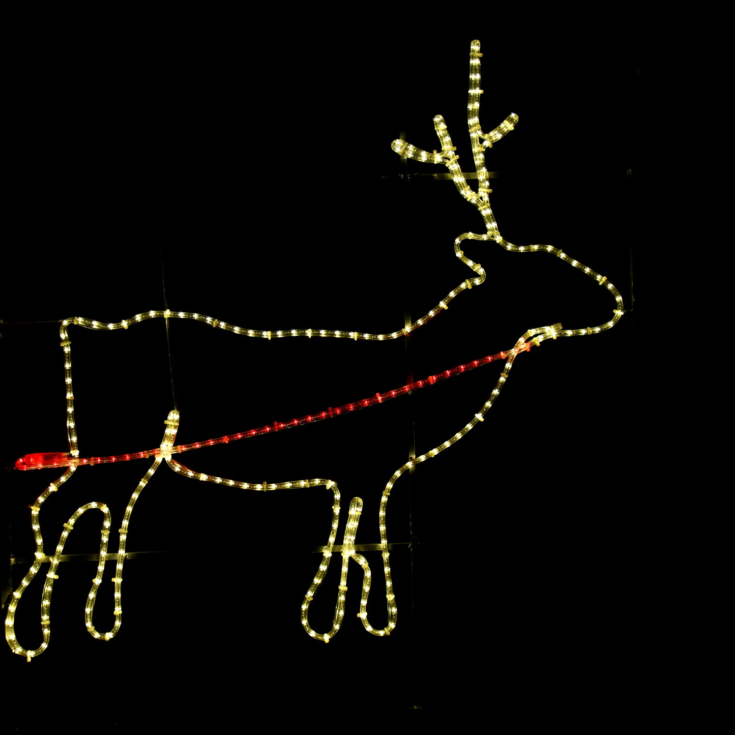 XL Julenissefigur med reinsdyr og slede - 480x150cm - LED