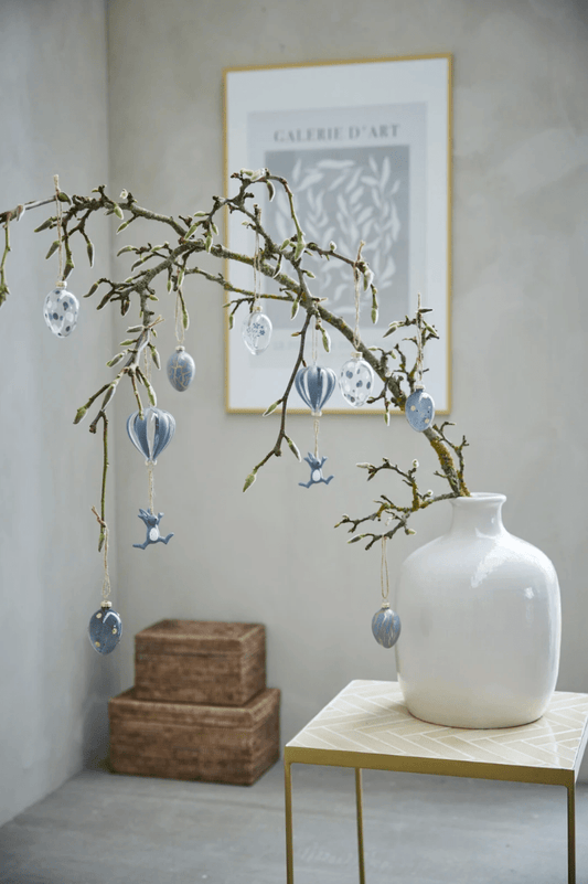 påske Fella påskeegg i glass, grå/gull (7 cm)