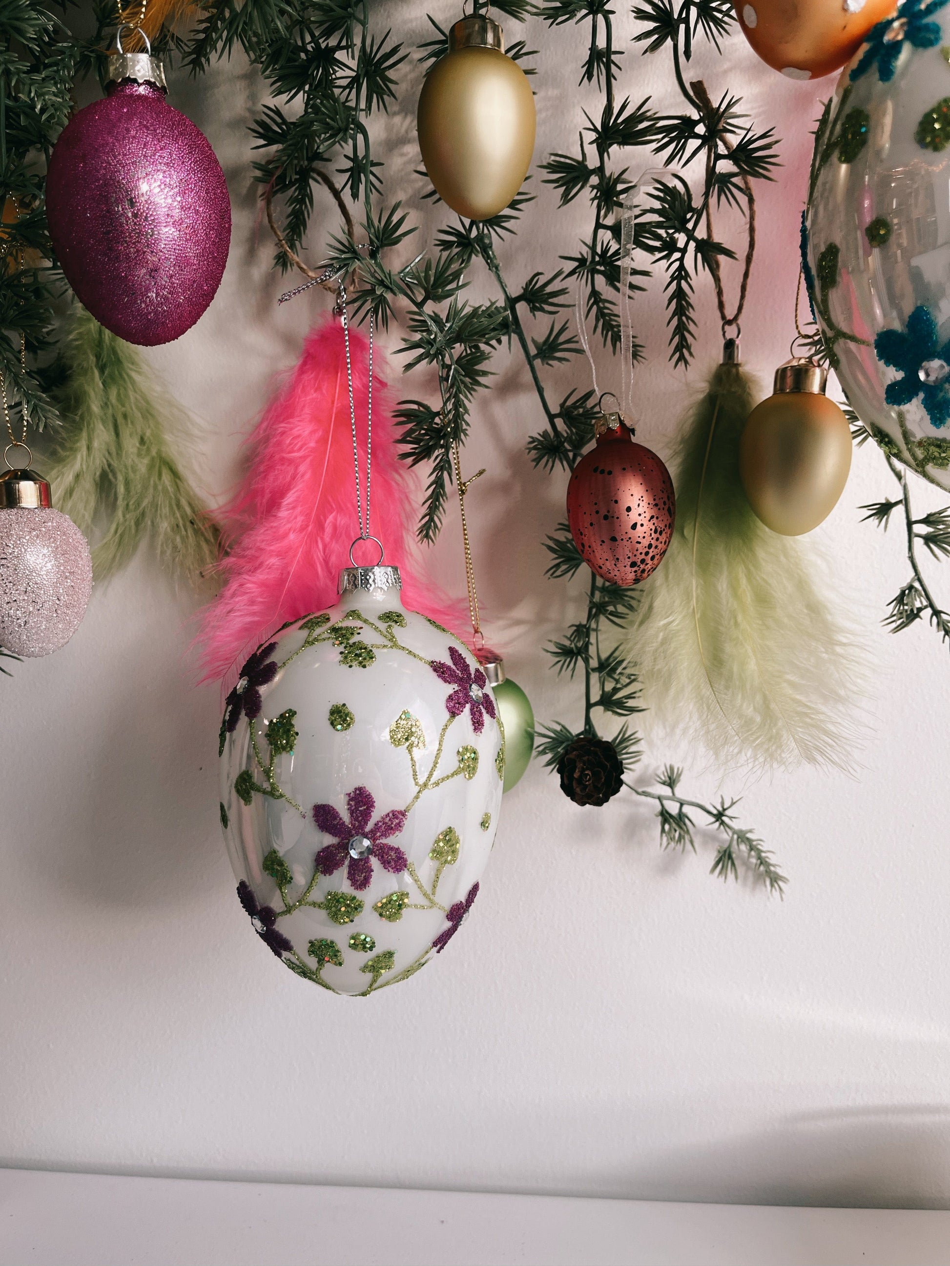 påske Lilla Stort påskeegg m/ blomster, 1 stk (12cm)