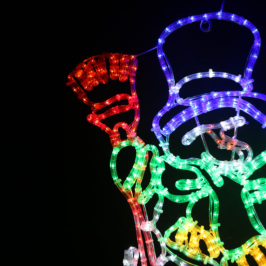 Snømann med hatt og kosteskaft - 55x70cm julelys