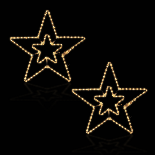 Varmhvit drøm - 2 stjerner, stjerneskudd og snøfnugg