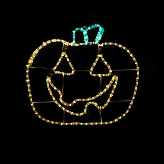Halloween-gresskar med smil som LED-figur i varmhvitt lys