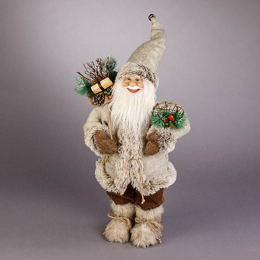 Stående julenisse i naturfarger – 60 cm - Julelysbutikken.no