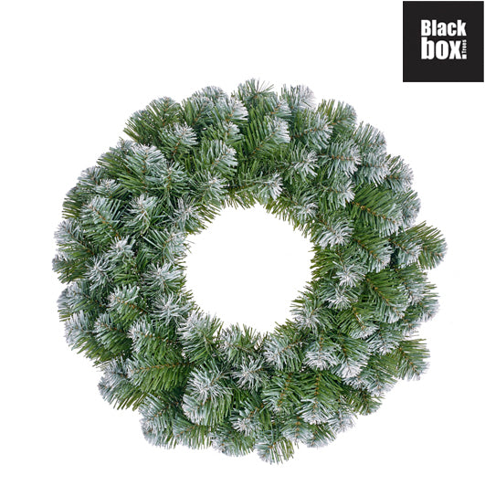 Krans i kunstig granbar med frost - 45 cm