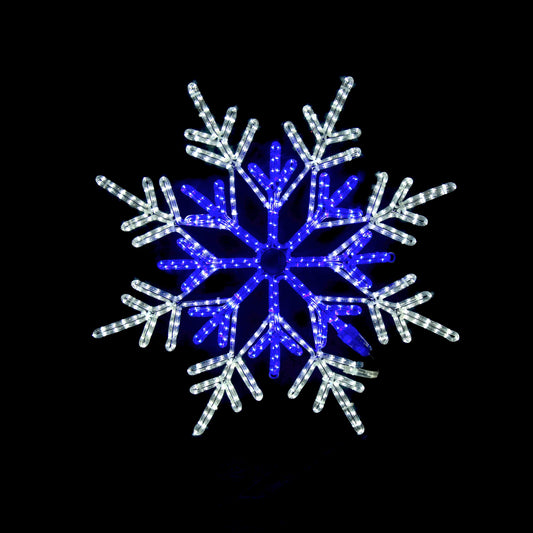 Elegant snøkrystall i blå og hvit LED figur