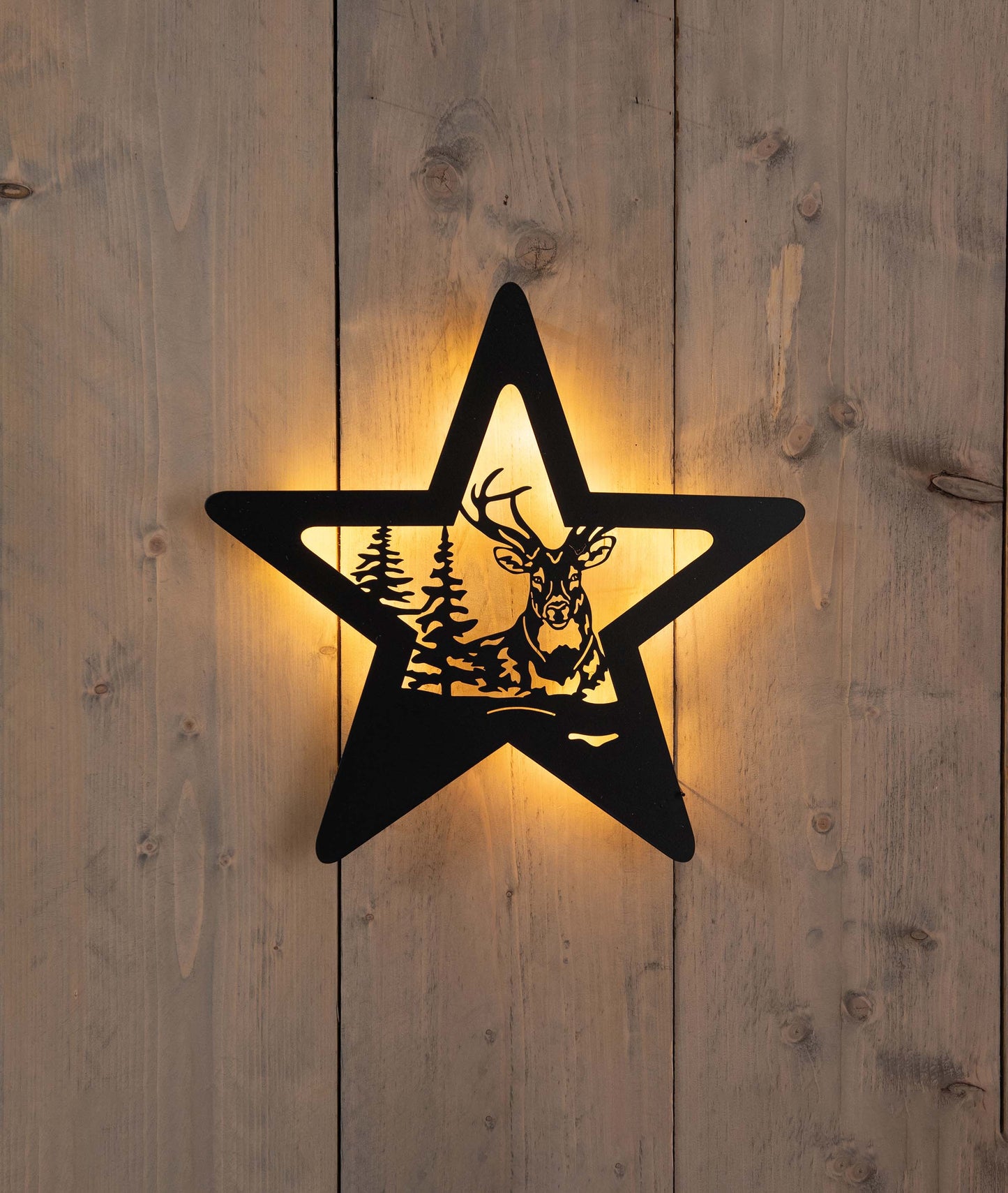 Stjerne - vegglampe - hjort - ledlys