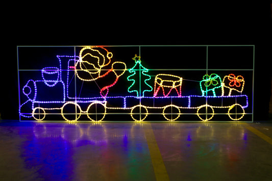 Julenissetog - 98x300cm - Stor LED-figur - aluminium