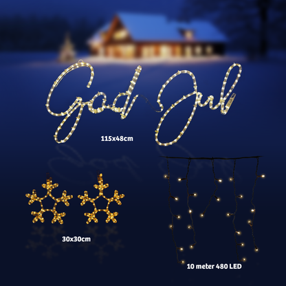 Figur, snøfnugg og istappslynge