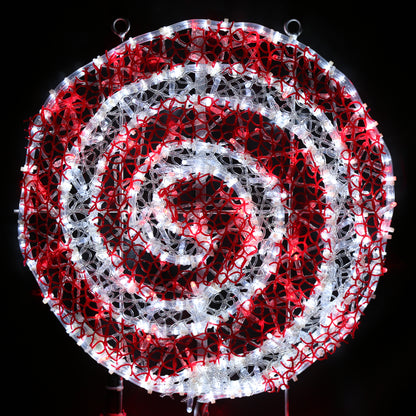 Slikkepinne med sløyfe - rød og hvitt candy cane mønster