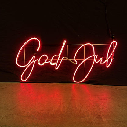 God Jul - Rødt neonskilt - 115x56cm