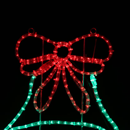 Grønn bjelle med rød sløyfe – LED-figur 55 × 63 cm