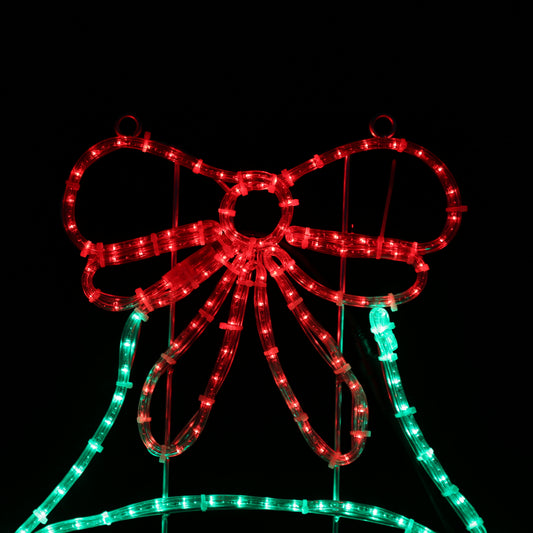 Grønn bjelle med rød sløyfe – LED-figur 55 × 63 cm