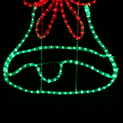 Grønn bjelle med rød sløyfe – LED-figur 55 × 63 cm