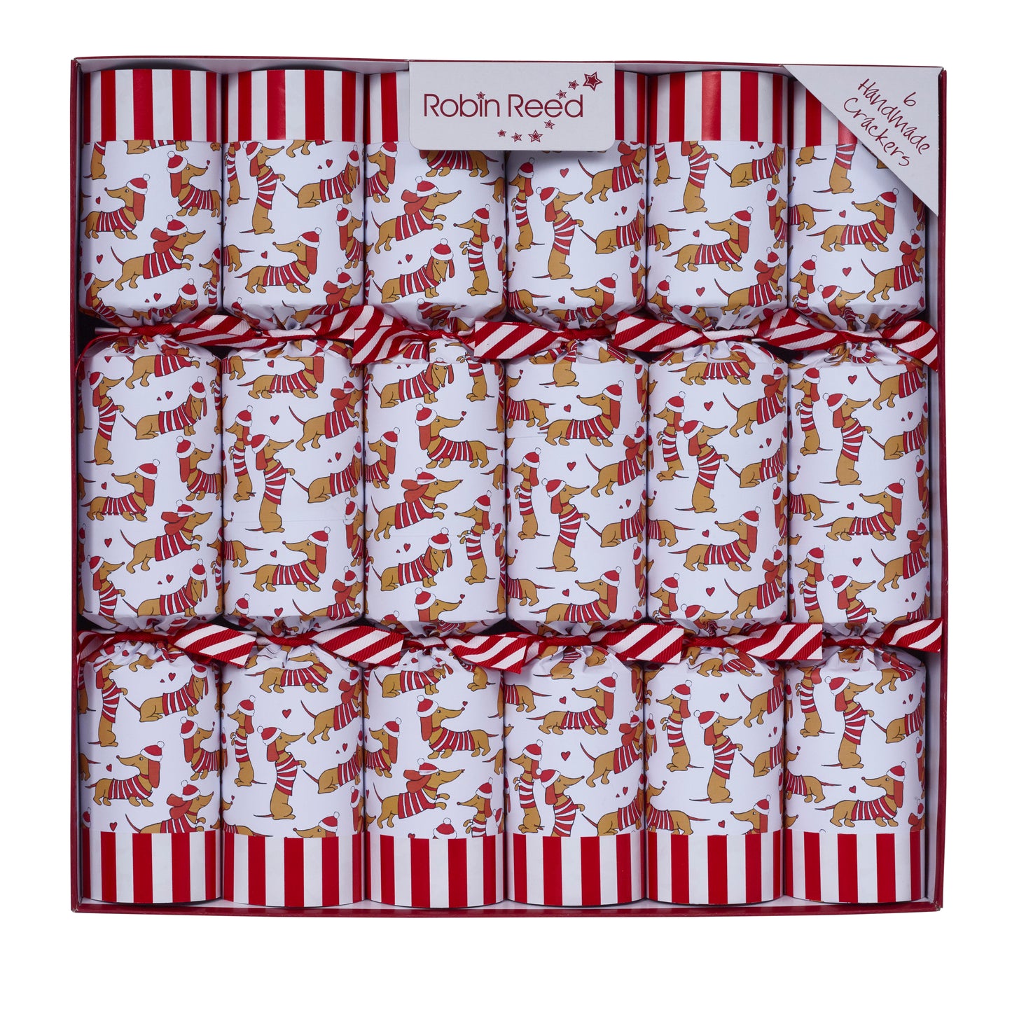 Sausage Dogs smellbonbon med rødt og hvitt candy cane-inspirert design