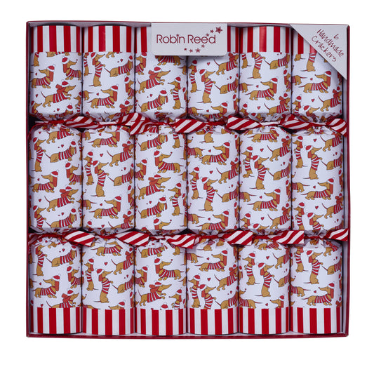 Sausage Dogs smellbonbon med rødt og hvitt candy cane-inspirert design