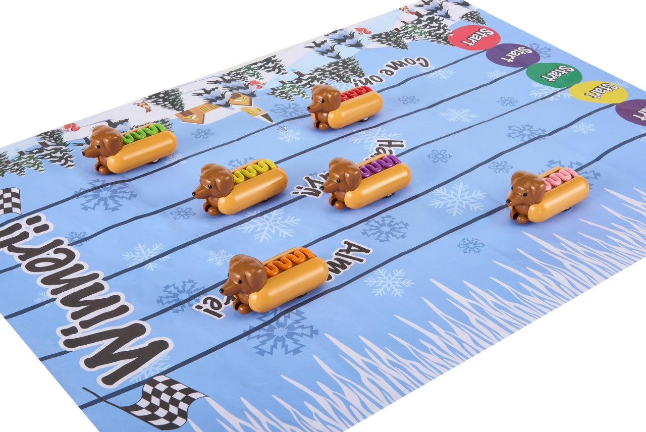 Sausage Dogs 6-pakning smellbonbon med opptrekkbare hunder som pølser i brød