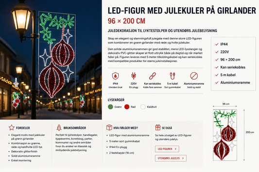 Julekuler på girlander - LED figur