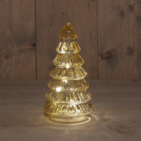 Glasslykt til jul med LED - 9x18,5 - Rav fargetone