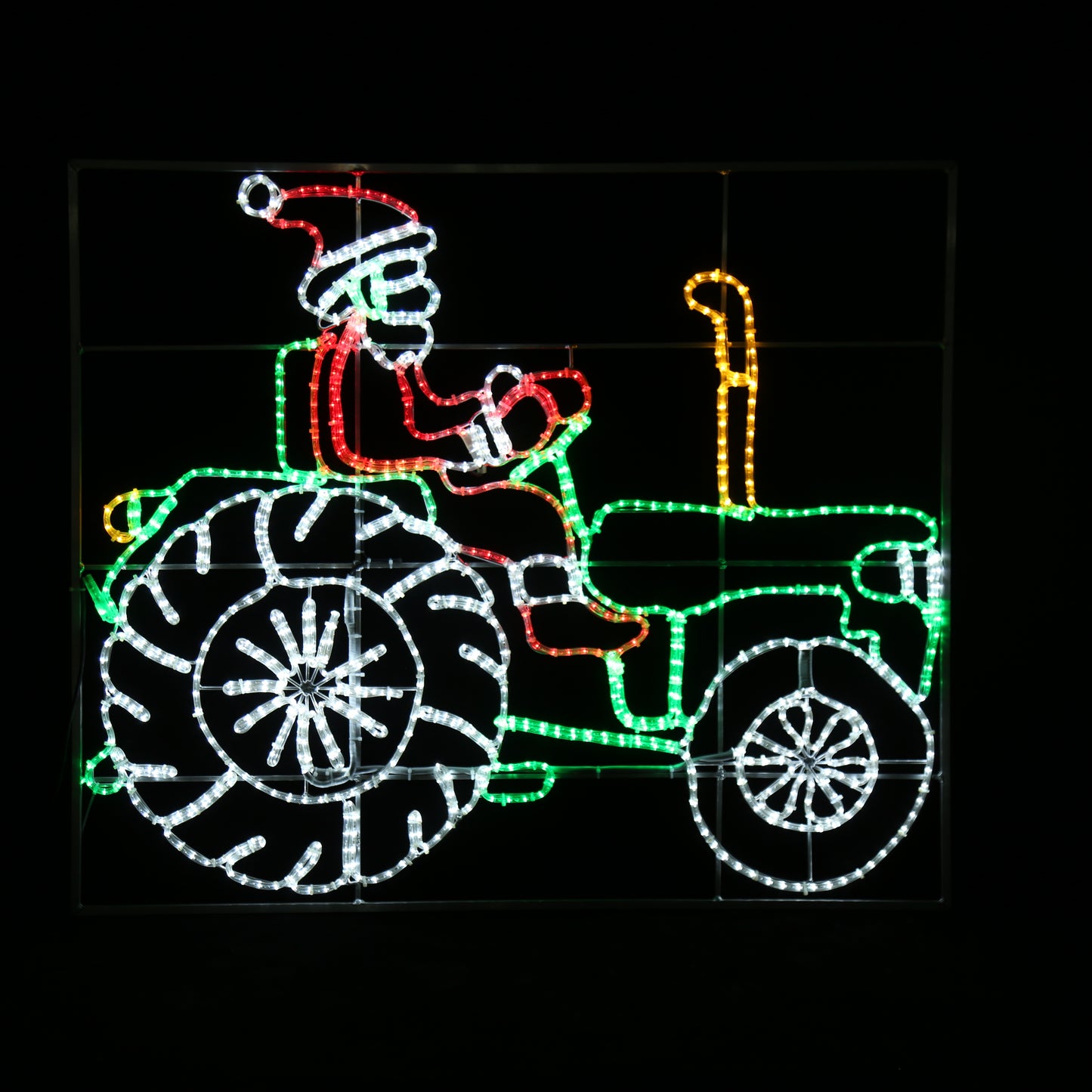 Utendørs julelys grønn traktor med julenisse