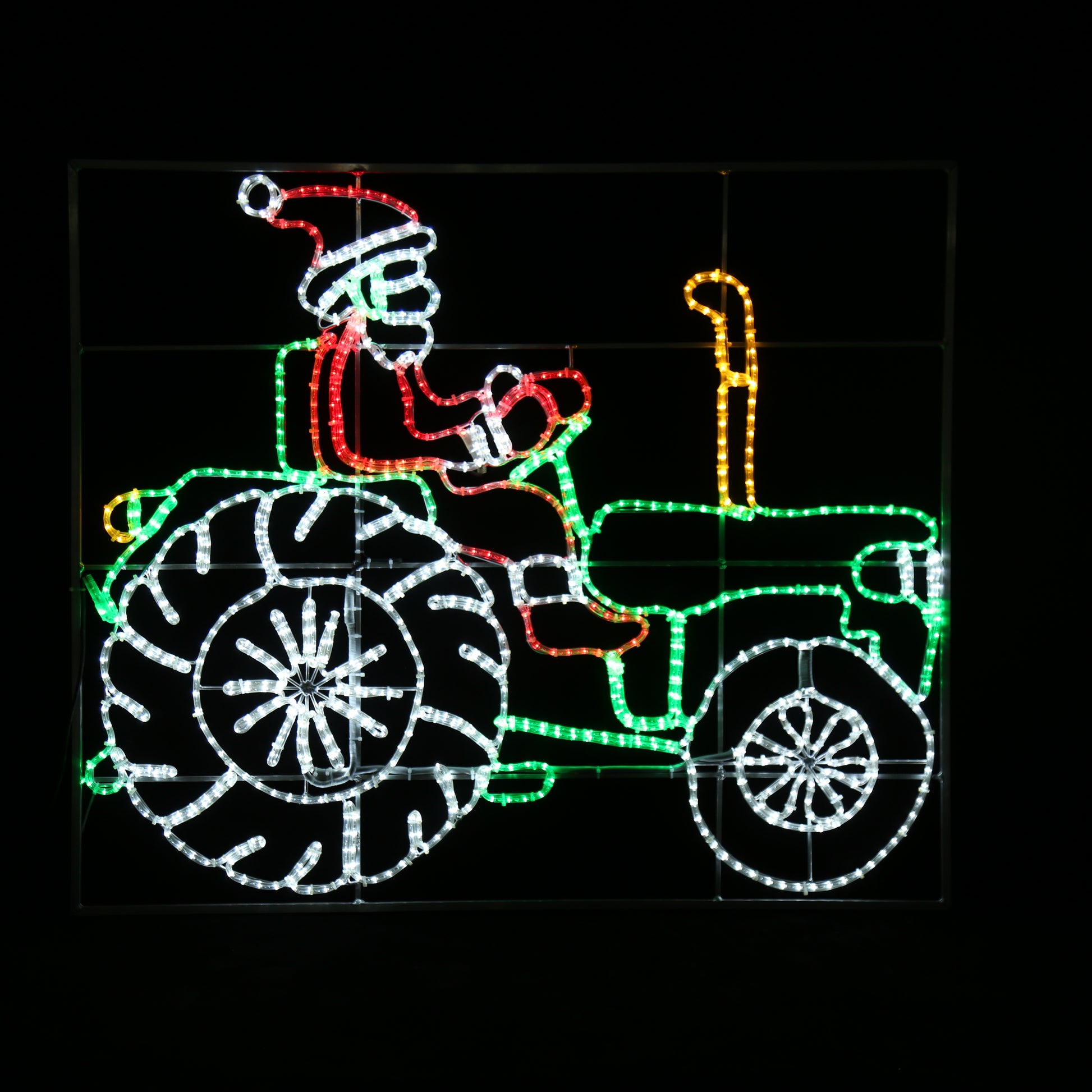Utendørs julelys grønn traktor med julenisse