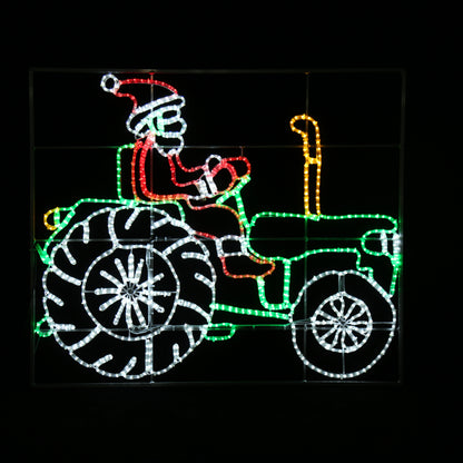Utendørs julelys grønn traktor med julenisse