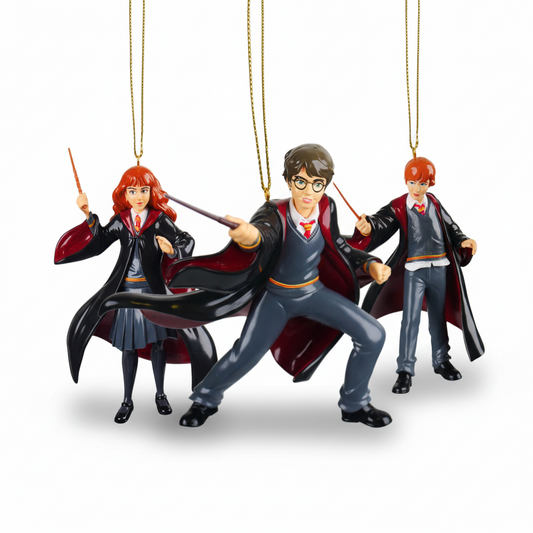 Sett med Harry Potter juletrepynt - Harry, Hermine og Ronny