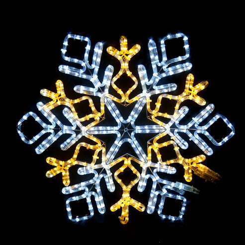 Sett med 3 LED Snøkrystaller - varmhvit og kaldhvit design